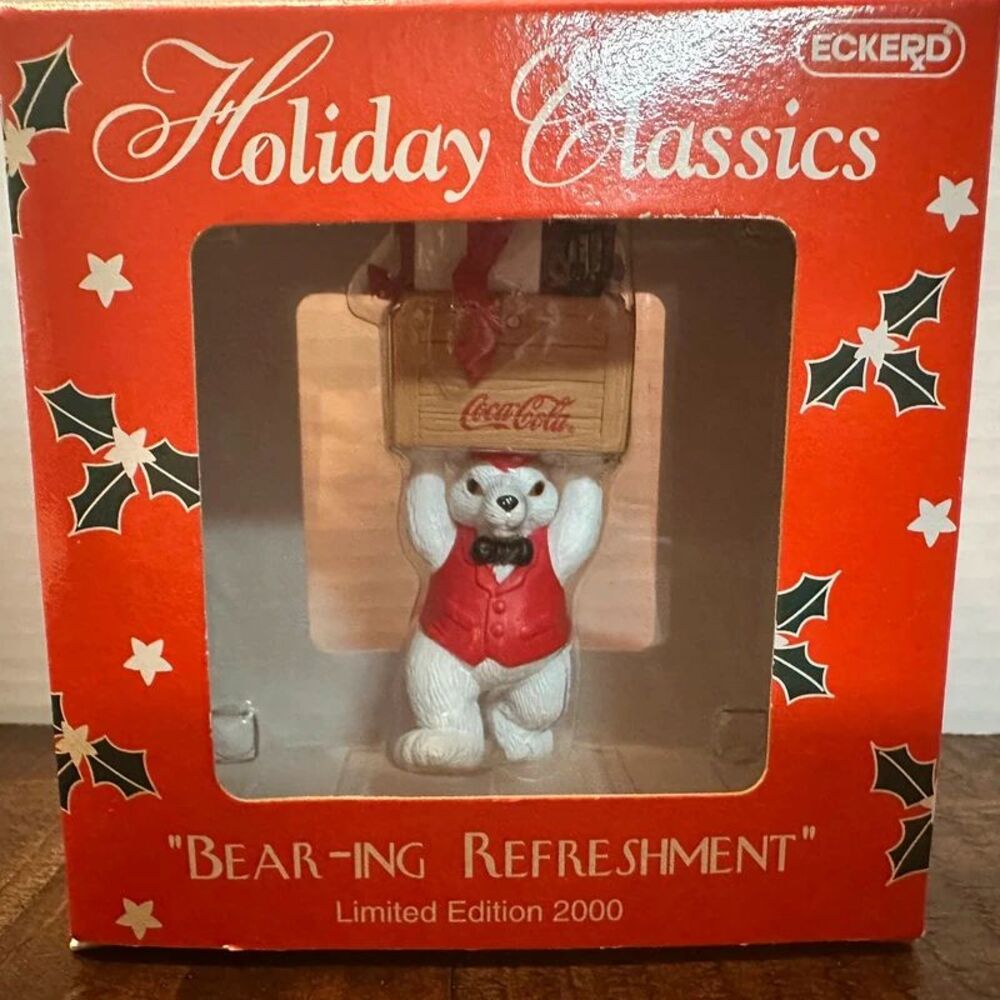 Vintage Coca-Cola "Bear-ing Refreshment" Christmas Ornament
